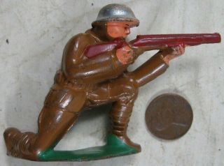 Vintage Barclay Manoil Soldier Kneeling Shooting Red Rifle
