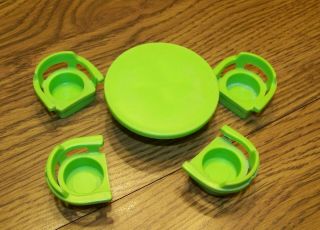 Fisher Price Little People Lime Green Round Table & 4 Captain Chairs