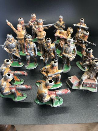 19 Vintage Barclay Manoil Lead Toy Soldiers Missing Tin Helmets