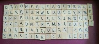 100 Wooden Scrabble Letter Tiles - Full Set From Game.