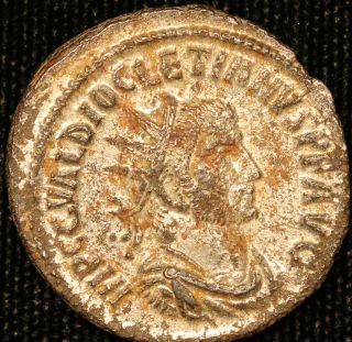 Ancient,  Roman Empire Diocletian as Augustus 284 - 305 A.  D.  silvered Antoninianus 2