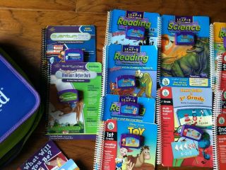 Leap Frog Leappad Learning System With Carrying Case 13 Books 11 Cartridges