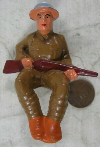 Vintage Barclay Manoil Soldier Sitting With Rifle 3