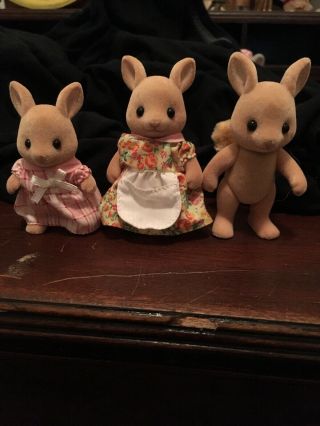 Pre Owned Calico Critters Hopper Kangaroo Family Mom Dad Sister