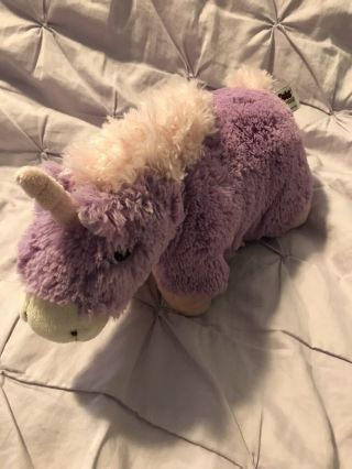 Unicorn Pillow Pets Pee - Wees Plush Stuffed Animal Purple And Pink - 13 "