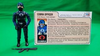 1983 Gi Joe Cobra Officer V1.  5 W/ Uncut Red Back Mail Away File Card
