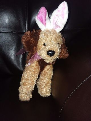 Dan Dee Collectors Choice Dog With Pink Bunny Ears Plush