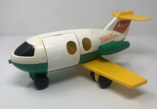 Fisher Price Little People Jet Plane Pull Toy Green Yellow 182 Vintage 1980