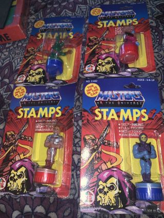 Set Of 4 Motu Masters Of The Universe (he Man,  Orko,  Etc) Figural Stamps