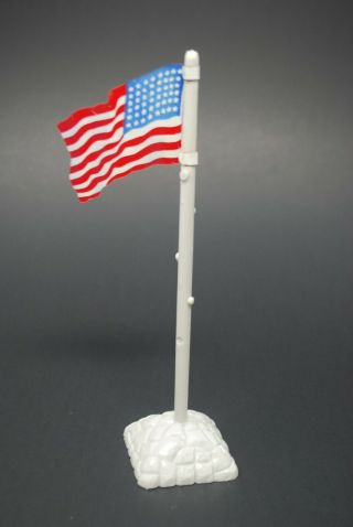 Vtg Marx Battleground Playset Tin Litho UNITED STATES US 48 Star Flag Base Pole 2