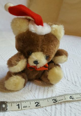 Russ Teddy Bear Christmas Red Santa Hat Plush Stuffed Animal Toy 5 " Glue Defect