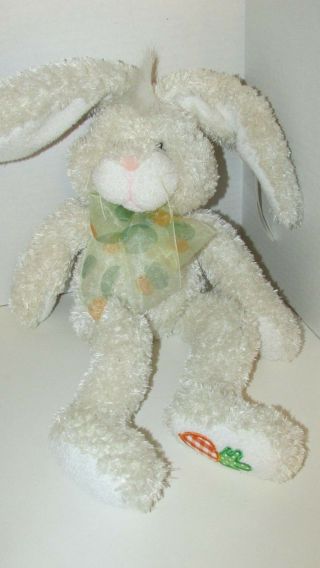 Animal Adventure Cream Plush Easter Bunny Rabbit W/ Tag Carrot Paw Egg Dot Bow