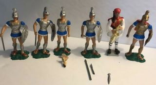 Aohna (athena) 6 Ancient Greek Soldiers 1/32 Scale Painted Plastic ‘70s