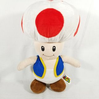 Large 14 " Nintendo Mario Toad Plush Stuffed Toy Authentic Licensed