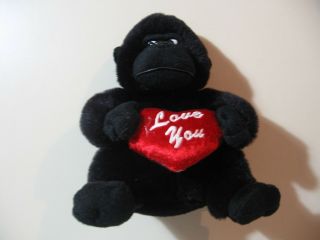 7 " Plush Gorilla Doll With I Love You Heart,  Made By Dan Dee,