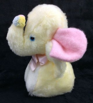 Vintage Eden Elephant Baby Plush Soft Toy Pink Cream Chime Rattle Stuffed