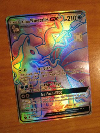 Nm Full Art Pokemon Shiny Alolan Ninetales Gx Card Hidden Fates Set Sv53/sv94 Sm