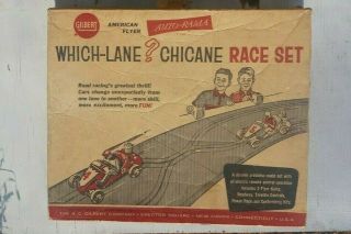 Vintage American Flyer Gilbert Which - Lane Chicane Electric Car Race Set W/og Box