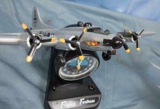 Teltime B - 17 Flying Fortress WWII Bomber Plane Clock Light Sounds dq 2