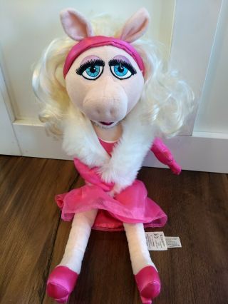 Walt Disney Store The Muppets Miss Piggy Plush Pink Dress Doll Stuffed 20 "