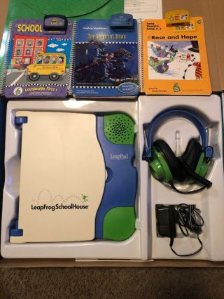 Leapfrog Leap Pad Schoolhouse Electronic Learning System Games Charger Headphone