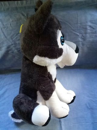 Large WOLF Husky Dog Plush Siberian Sitting Husky Blue Eyes Stuffed 20 