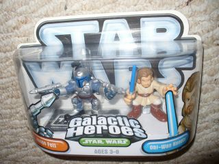 Star Wars Galactic Heroes Jango Fett & Obi - Wan Kenobi 2 Pack - Dated 2004