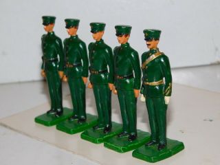 Old 1980s Metal,  British Infantry,  Standing At Attention w/Officer,  5 Piece Set 3