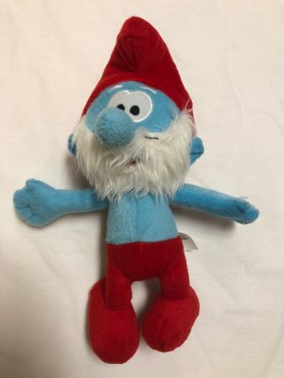The Smurfs Papa Smurf Red Blue 11 " Inch Papa Smurf Plush Stuffed Cartoon Toy