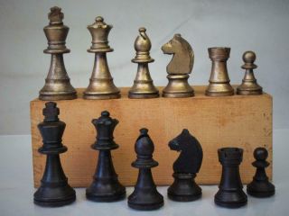 Vintage Chess Set Lardy? French Staunton Pattern K 69 Mm And Org Box No Board