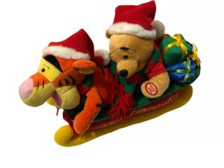 Disney Winnie The Pooh & Tigger Christmas Sled Animated Musical Plush