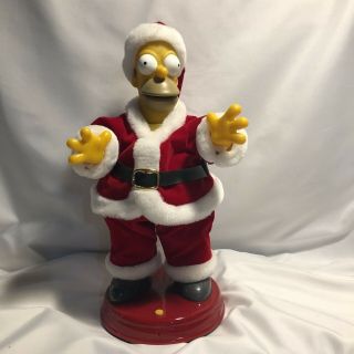 The Simpsons Homer Large Talking And Dancing Santa Claus 2004 Gemmy Christmas