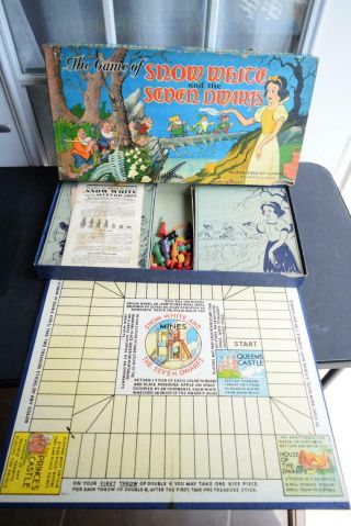 Vintage 1937 Disney Snow White And The Seven Dwarfs Board Game - Complete