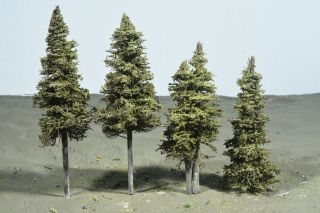 Professionally Made Model Fir Trees,  7 And 5 " High,  N - Ho - O - S,  Priority