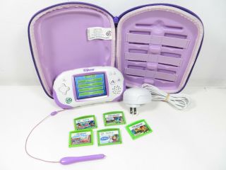 Leapfrog Leapster Gs Explorer System Handheld With Case And 6 Games Purple Pink