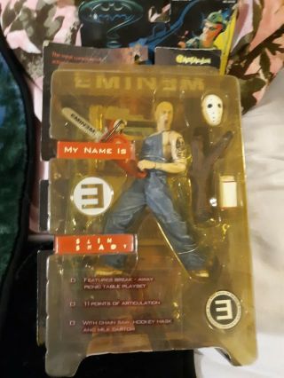 Art Asylum Eminem Deluxe Figure,  My Name Is Slim Shady Chainsaw Hockey Mask 2001
