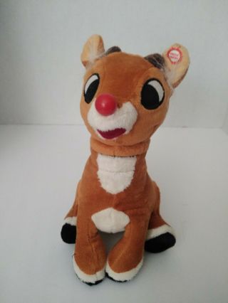 Gemmy Singing Head Turning,  Nose Lights Up Rudolph The Red Nosed Reindeer Plush