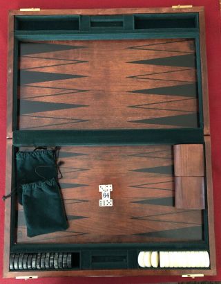 Vintage Bakelite Backgammon,  Marbled Black & Butterscotch 1 - 1/2 X 7/16” Complete