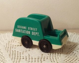 Vintage Fisher Price Little People Sesame Street Sanitation Garbage Truck Green