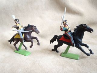 Britains / Timpo 1/32 Waterloo Mounted Prussian 1st & 2nd Silesian Hussars X 2