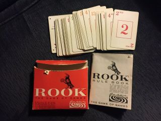Vintage 1963 Parker Brothers Rook Card Game In Red Box With Instructions