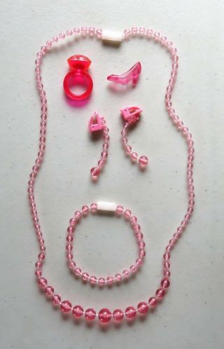Pretty Pretty Princess Cinderella Jewelry Pink Bracelet Ear Ring Necklace Shoe