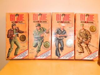 Gi Joe Set Of 4 Figures - Pilot,  Sailor,  Marine Soldier