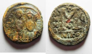 Zurqieh - As8381 - Byzantine Empire.  Justin Ii & Sophia Bronze Follis