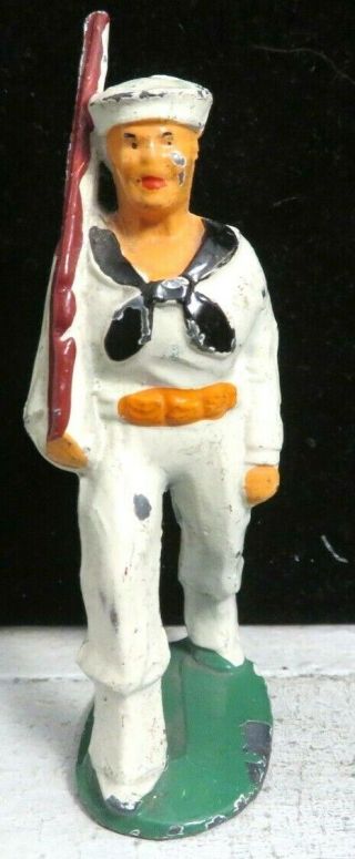 Vintage Barclay Lead Toy Soldier Sailor White Uniform In Puttees B - 052