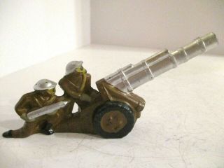 Vintage Barclay Lead Toy " 2 Soldier Crew At Mobile Cannon " B - 222