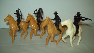 Four Vintage O/p,  Processed Plastics Riding Cowboys And Indians