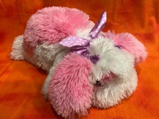 Aurora Maddie Dog Plush White Pink Stuffed Animal Fluffy Floppy Toy 14 " Long