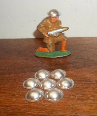 Group Of Lead Toy Soldier Replacement Tin Helmets Neat Barclay