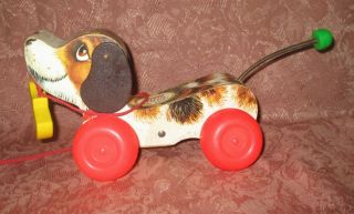 Adorable Vintage Fisher Price Little Snoopy Pull Toy,  Barks,  1968,  With Shoe
